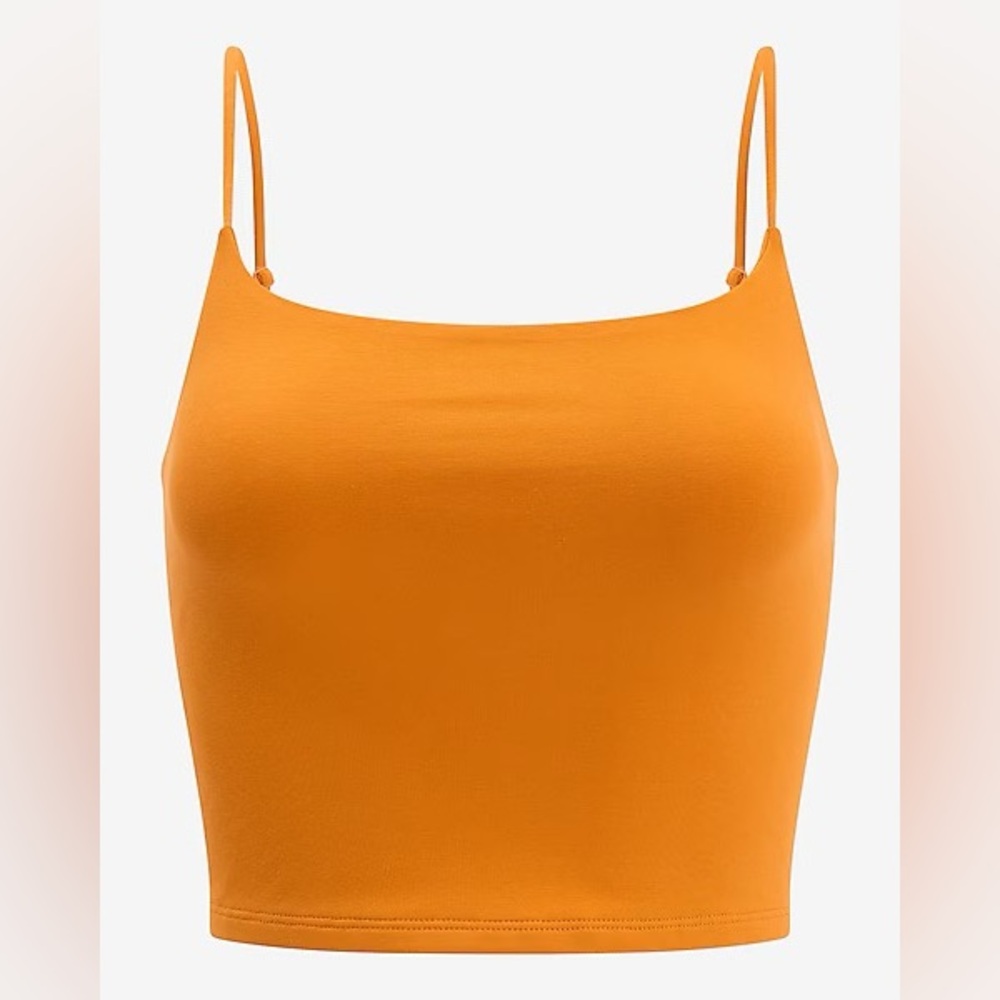 NWT express Body Contour Stretch Cotton Scoop Neck Cropped Cami Curry orange S - Picture 3 of 8